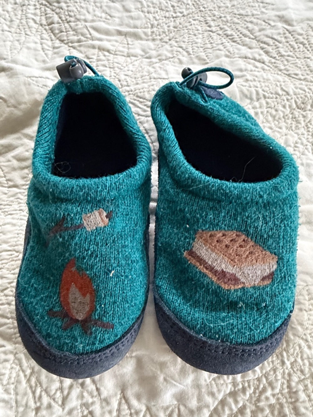 L.L. Bean Teal Kids Campfire & S'more Slippers